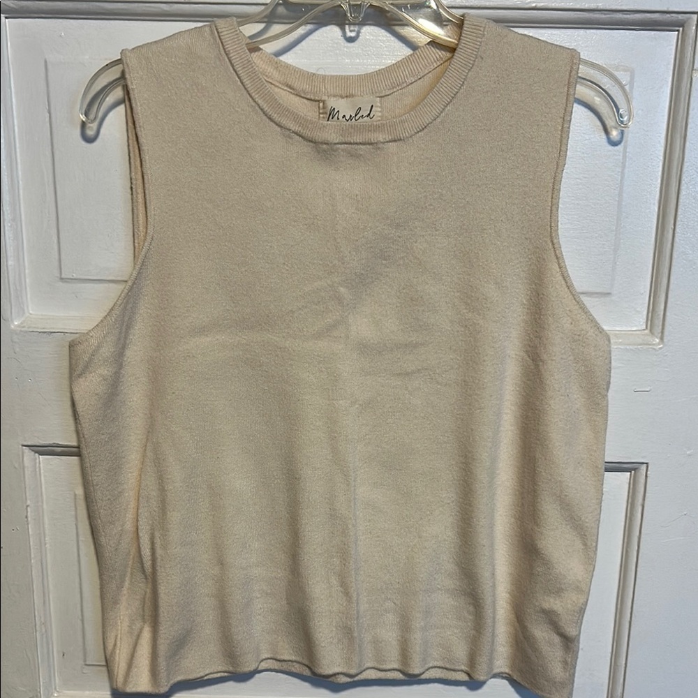 Marled Cream Sleeveless Women's Top